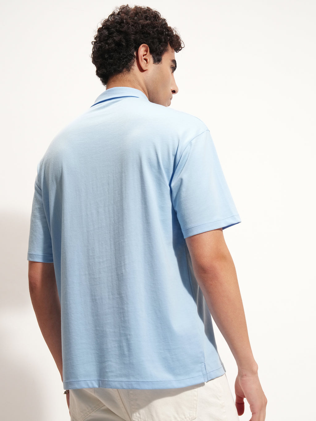 Highlander Men Blue Solid Polo Collar T-Shirt - Blue - Image 3