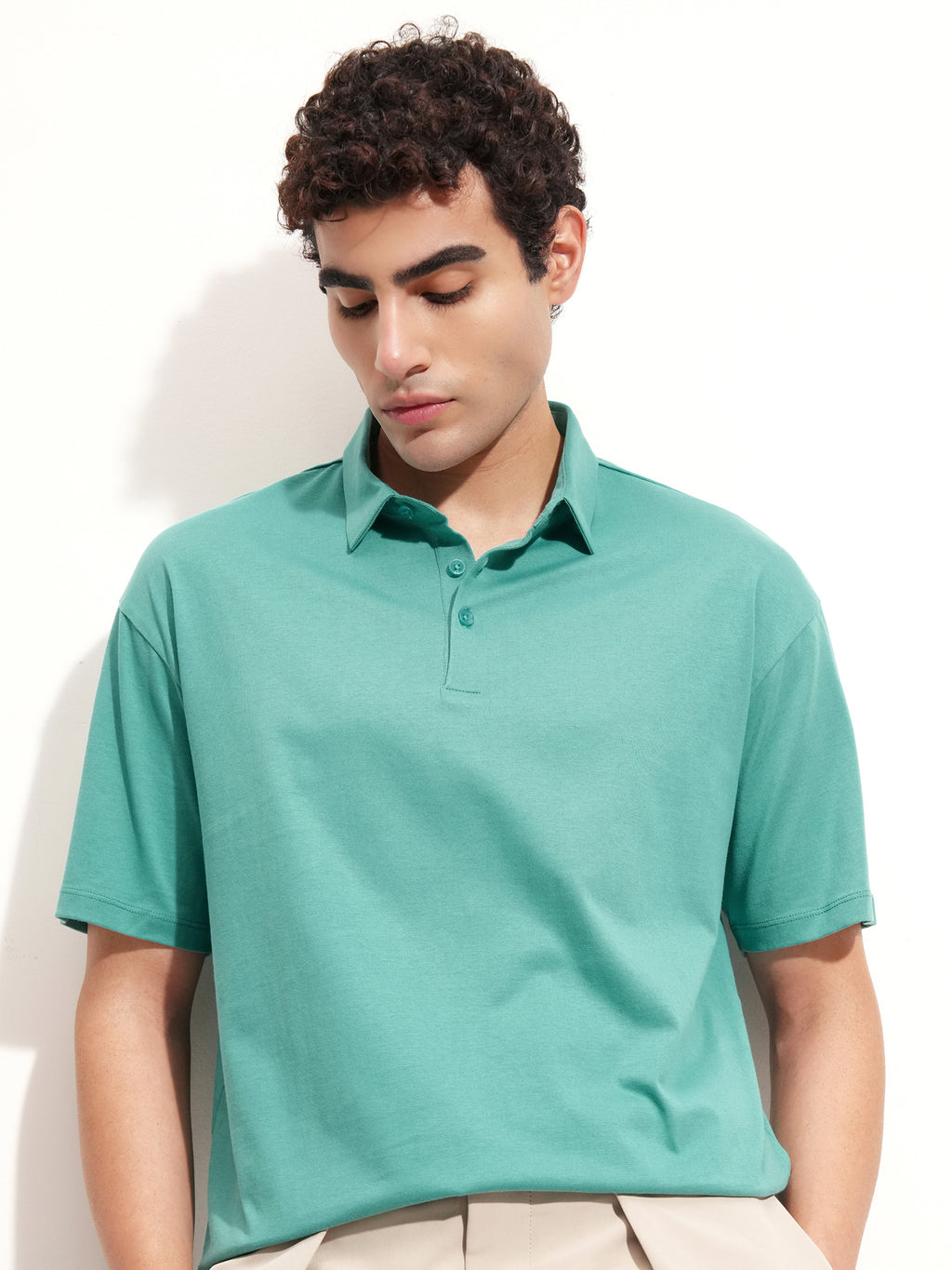 Highlander Men Sage Solid Polo Collar T-Shirt - Sage - Image 1