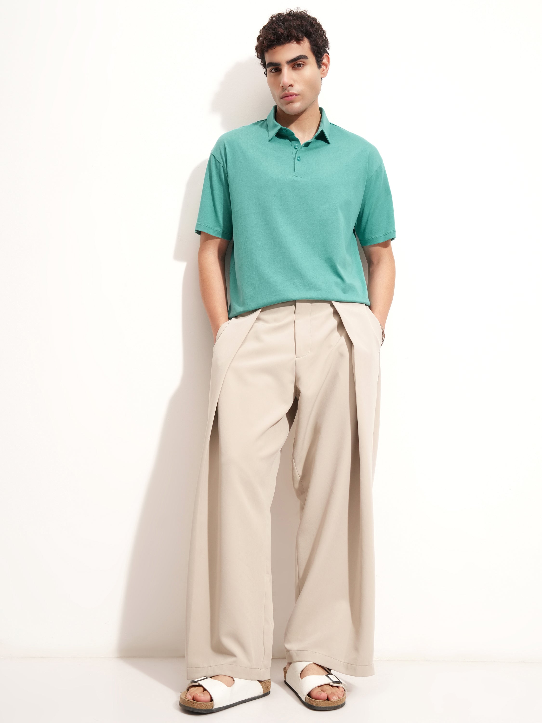 Highlander Men Sage Solid Polo Collar T-Shirt - Sage - Image 2