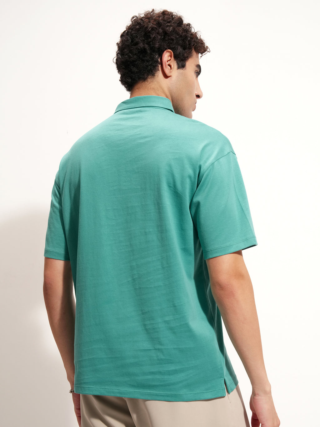Highlander Men Sage Solid Polo Collar T-Shirt - Sage - Image 3
