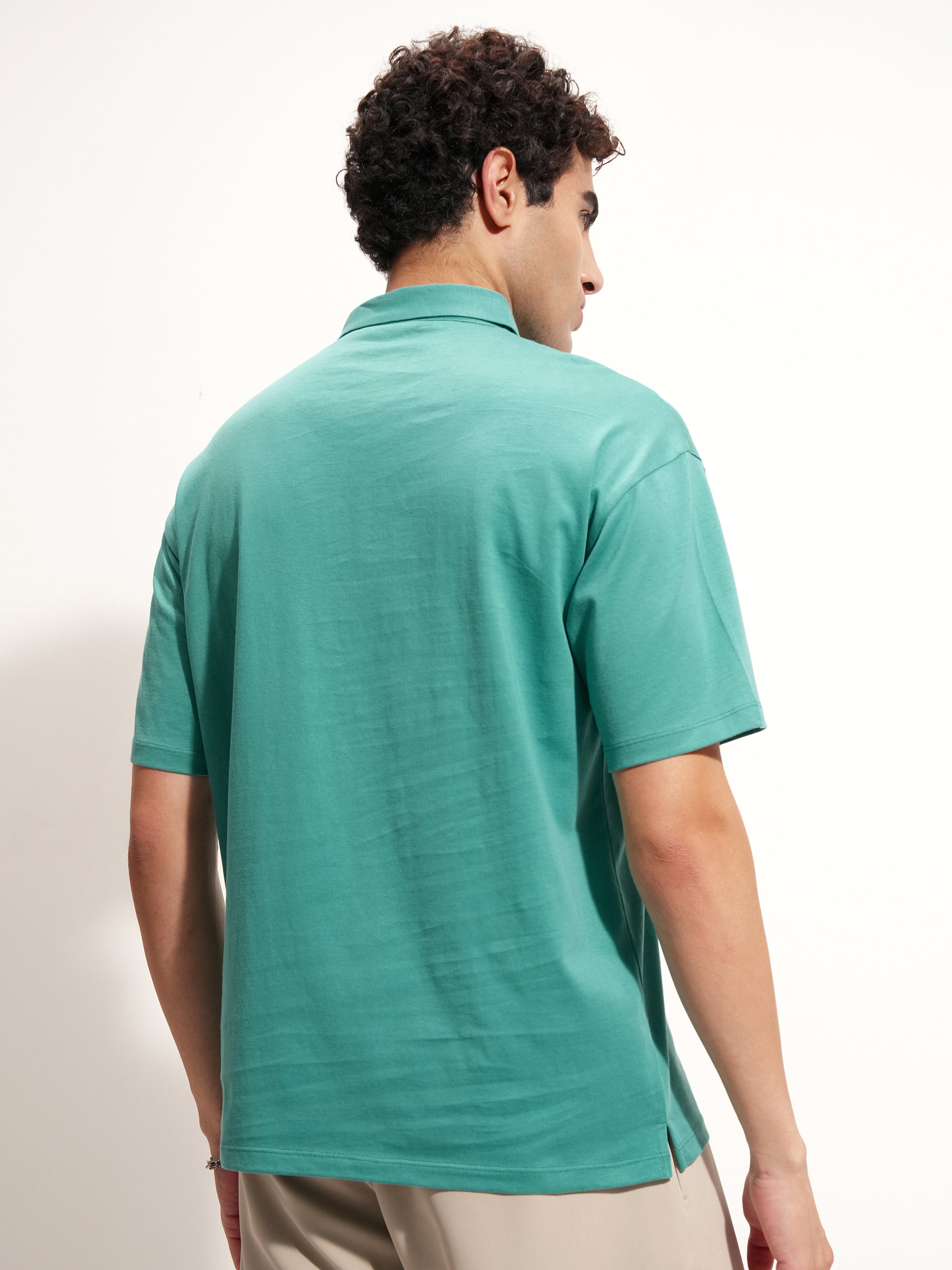 Highlander Men Sage Solid Polo Collar T-Shirt - Sage - Image 3