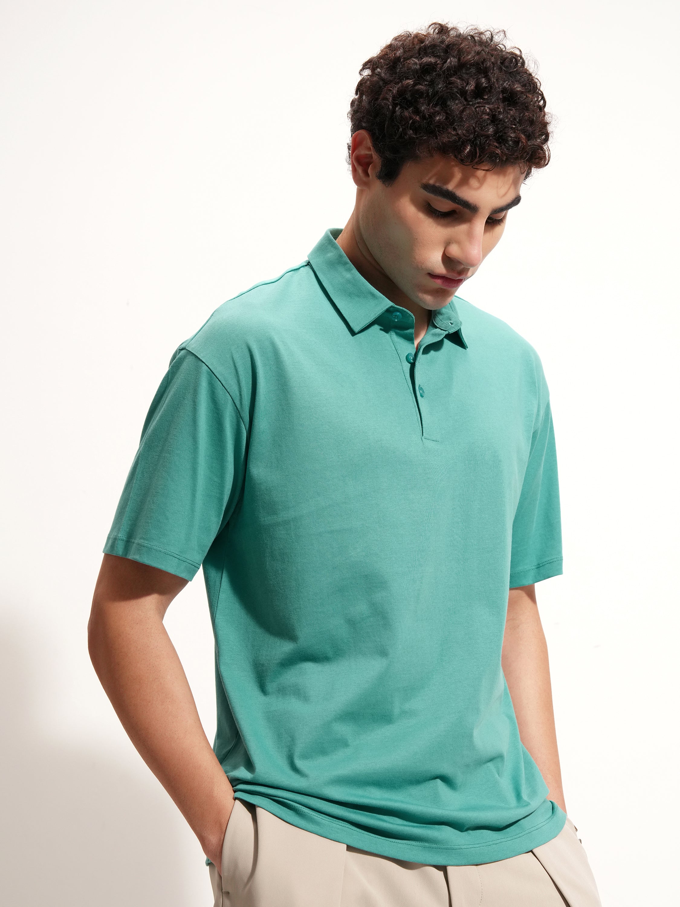 Highlander Men Sage Solid Polo Collar T-Shirt - Sage - Image 6