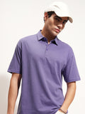 Highlander Men Purple Solid Polo Collar T-Shirt - Purple - Image 1