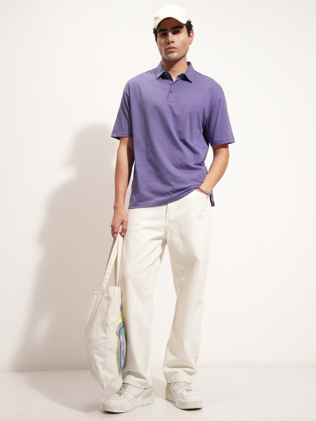 Highlander Men Purple Solid Polo Collar T-Shirt - Purple - Image 2