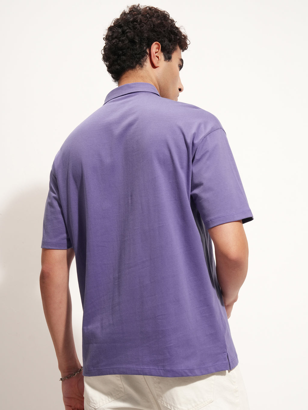 Highlander Men Purple Solid Polo Collar T-Shirt - Purple - Image 3
