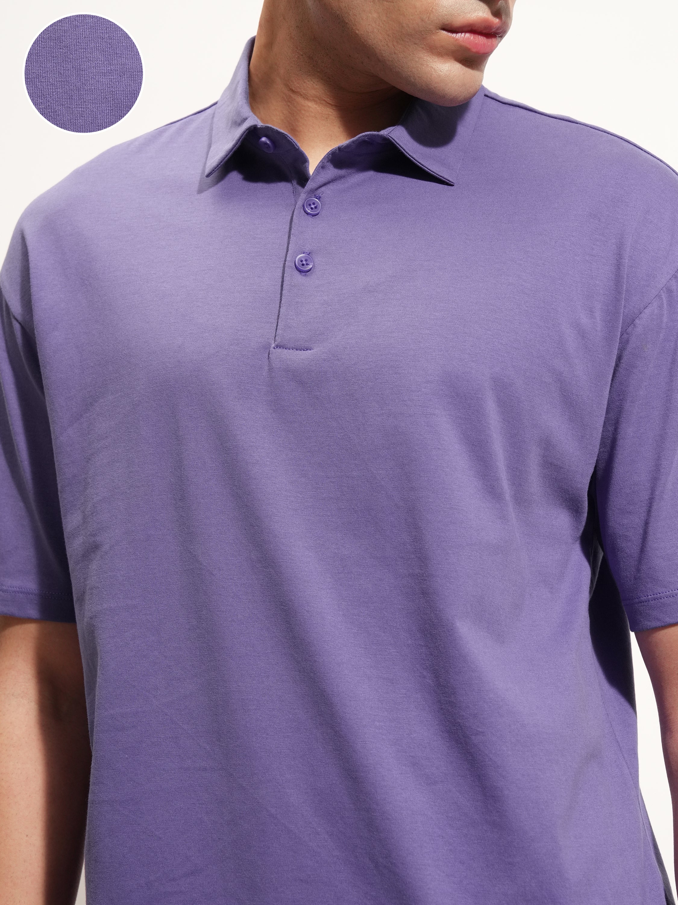 Highlander Men Purple Solid Polo Collar T-Shirt - Purple - Image 5