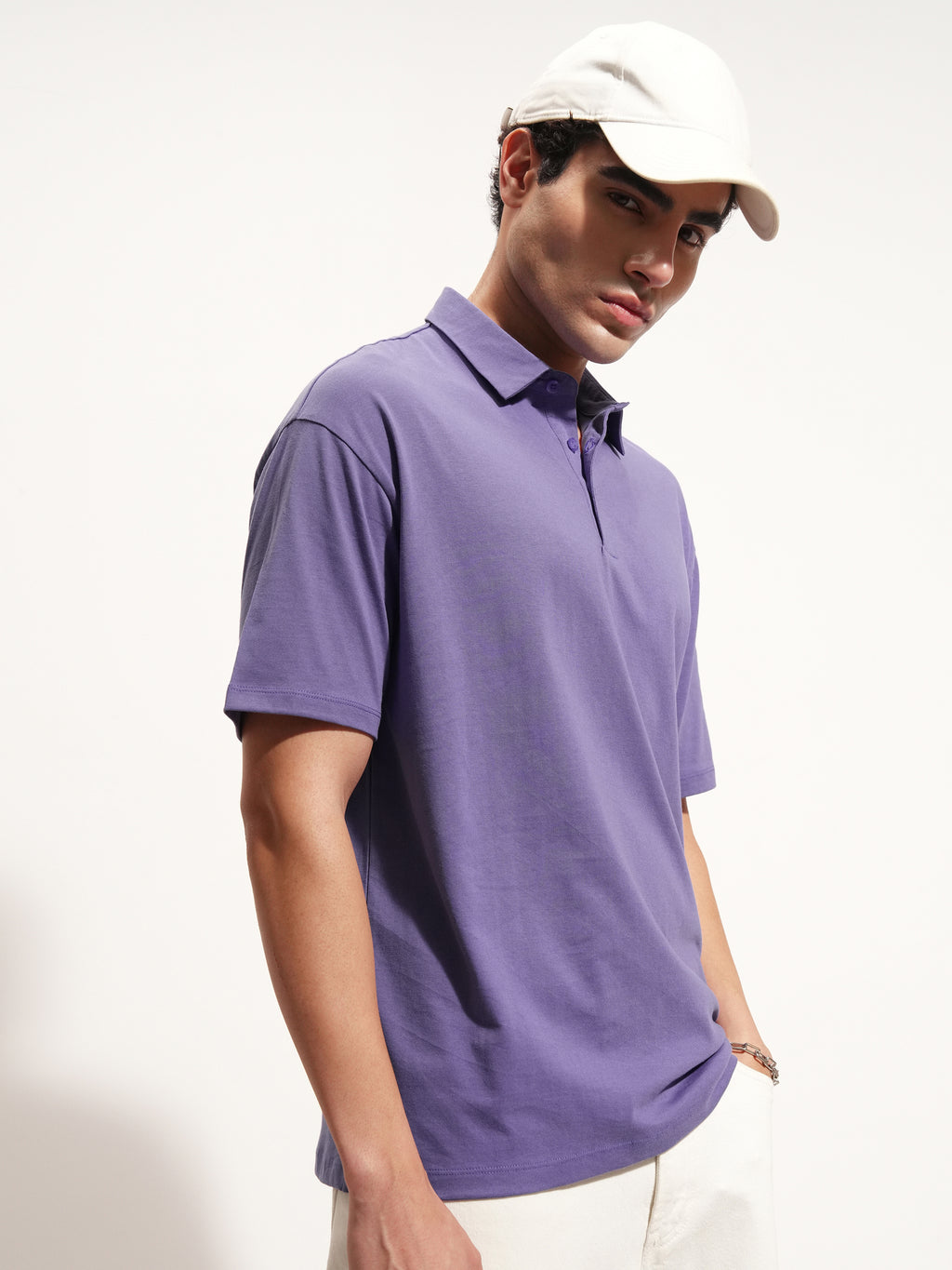 Highlander Men Purple Solid Polo Collar T-Shirt - Purple - Image 6