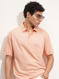 Highlander Men Peach Solid Polo Collar T-Shirt - Peach - Image 1