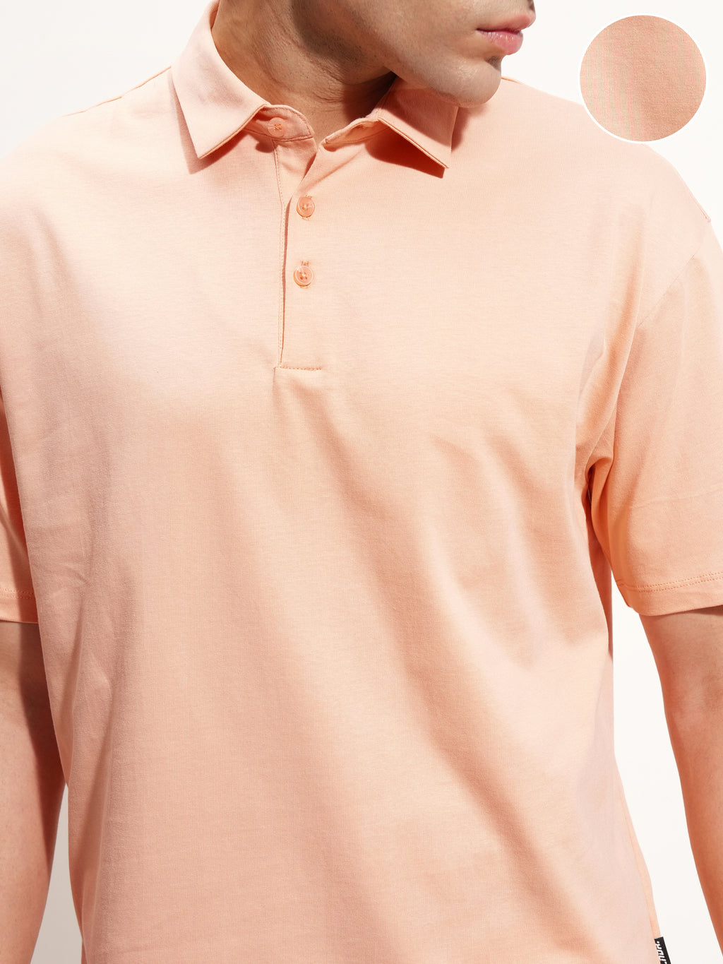 Highlander Men Peach Solid Polo Collar T-Shirt - Peach - Image 5