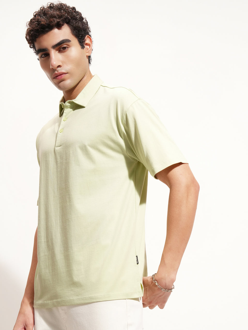 Highlander Men Green Solid Polo Collar T-Shirt - Green - Image 4