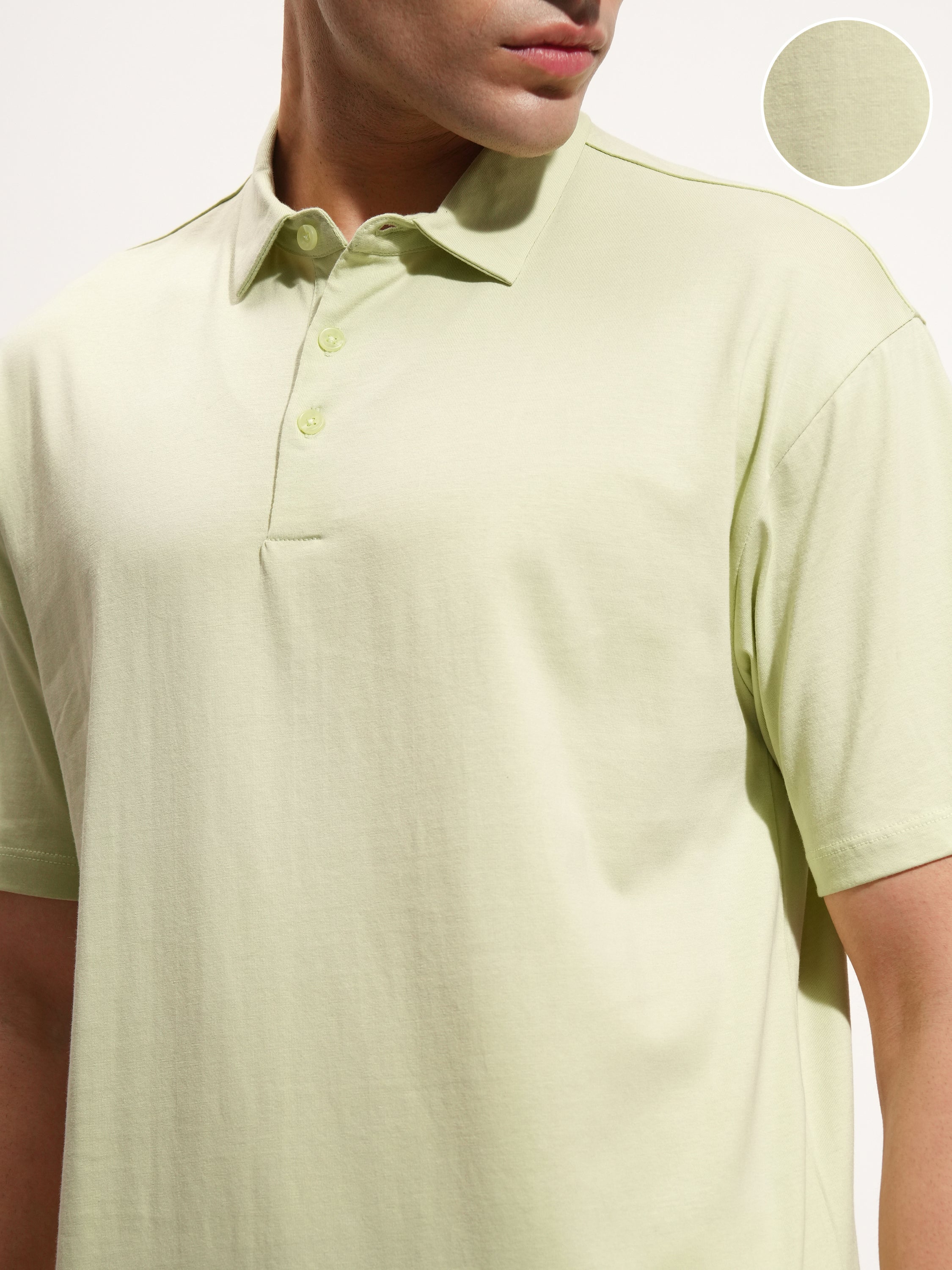 Highlander Men Green Solid Polo Collar T-Shirt - Green - Image 5