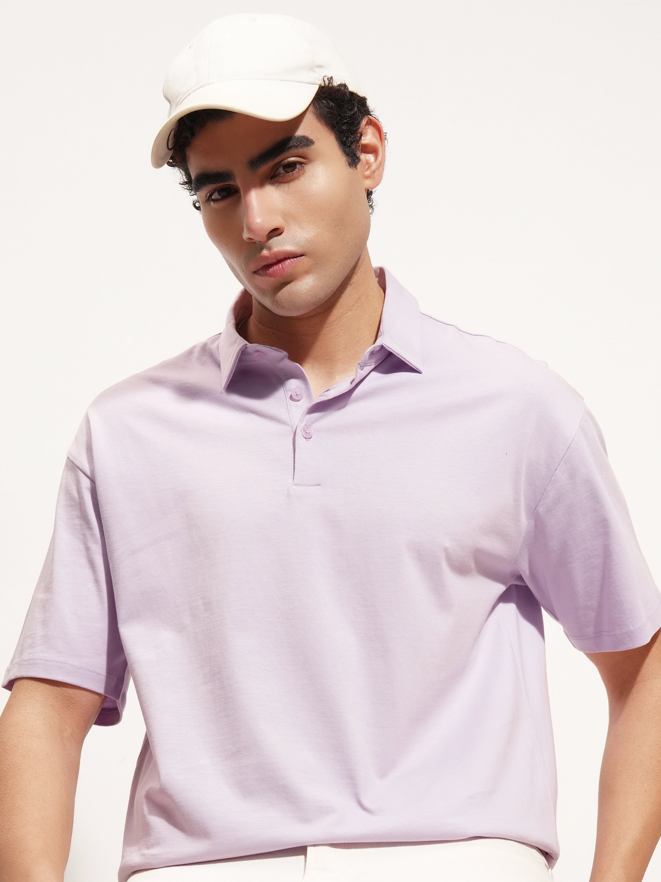 Highlander Men Lavender Solid Polo Collar T-Shirt - Lavender - Image 1