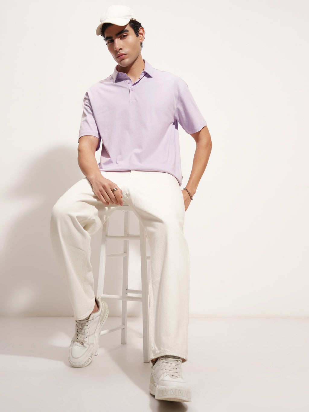 Highlander Men Lavender Solid Polo Collar T-Shirt - Lavender - Image 2