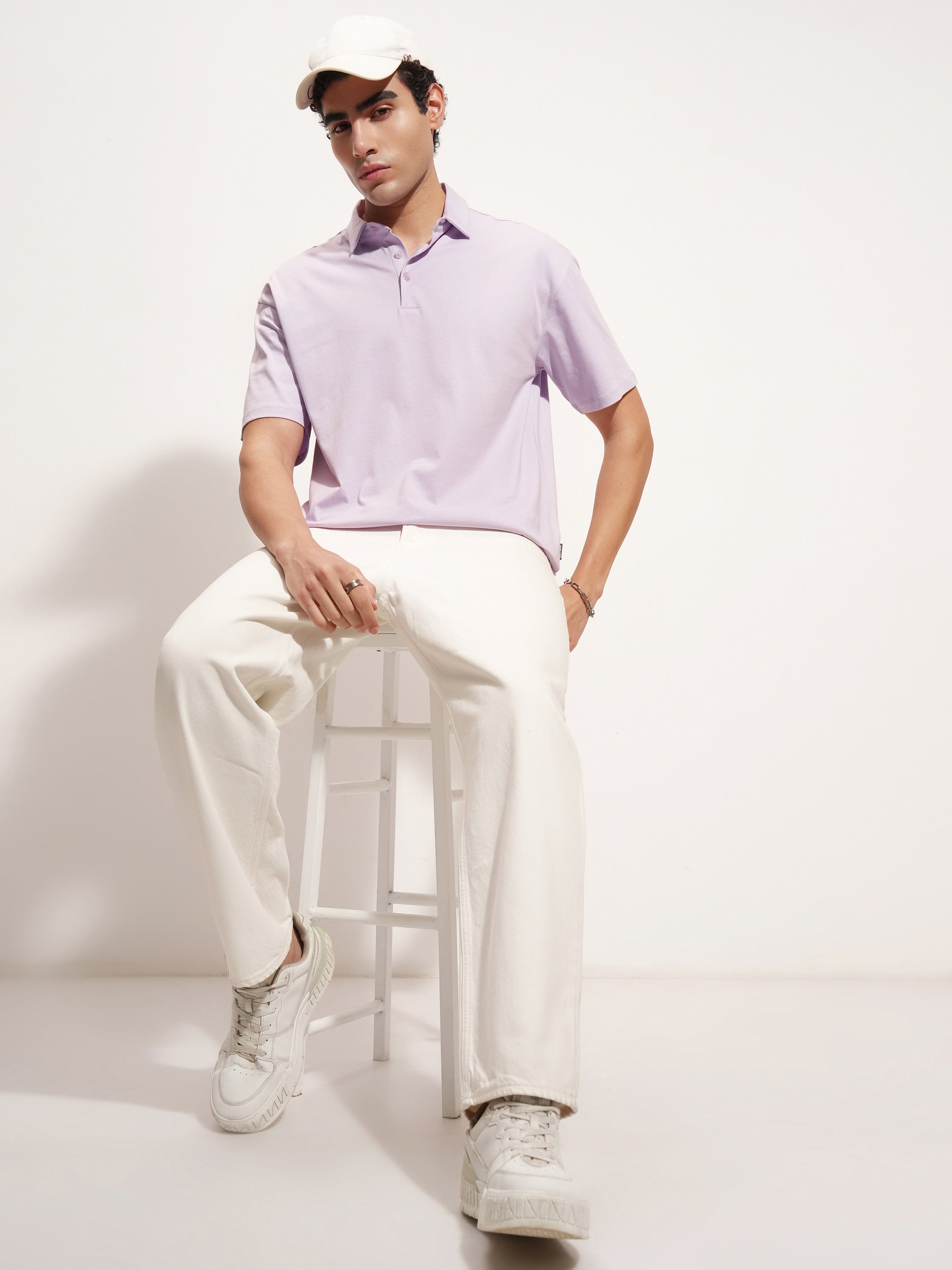 Highlander Men Lavender Solid Polo Collar T-Shirt - Lavender - Image 2