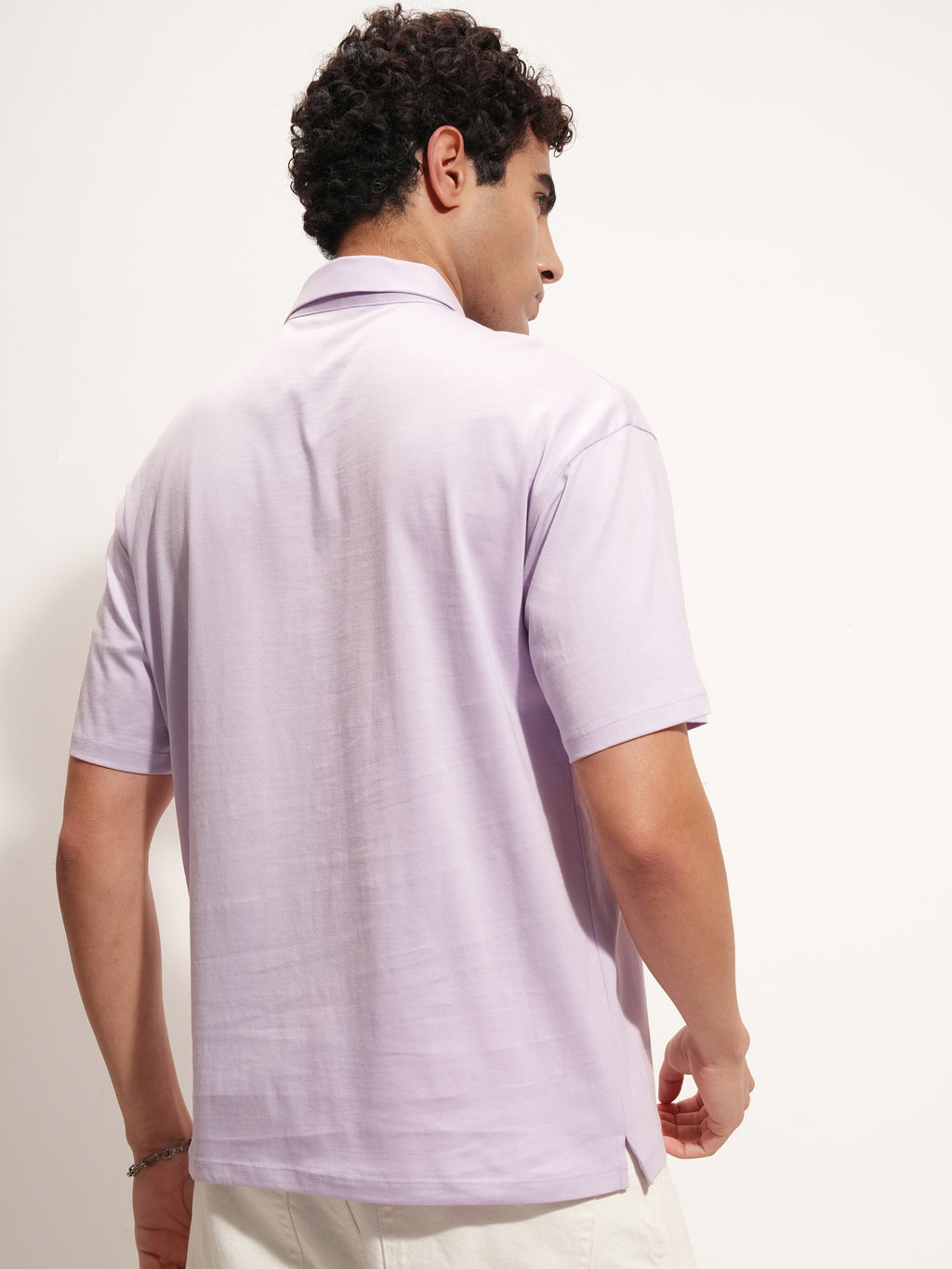 Highlander Men Lavender Solid Polo Collar T-Shirt - Lavender - Image 3