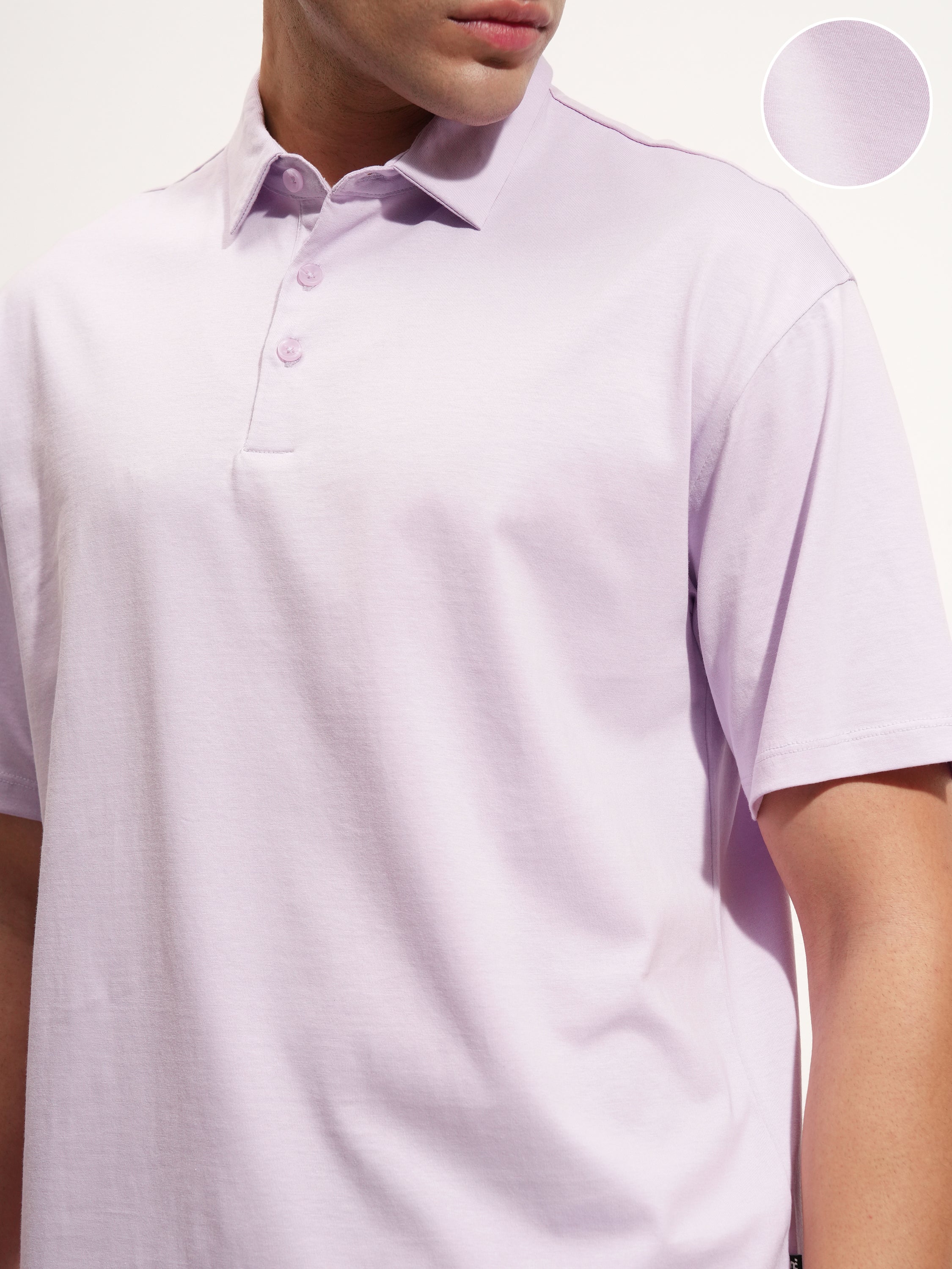 Highlander Men Lavender Solid Polo Collar T-Shirt - Lavender - Image 5