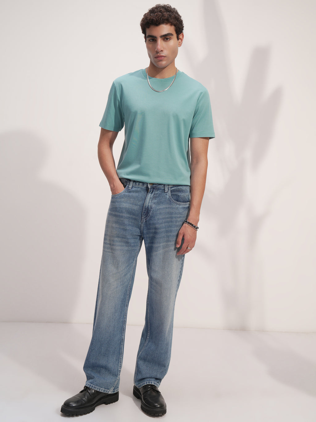 Highlander Men Blue Solid Round Neck T-Shirt - Blue - Image 2