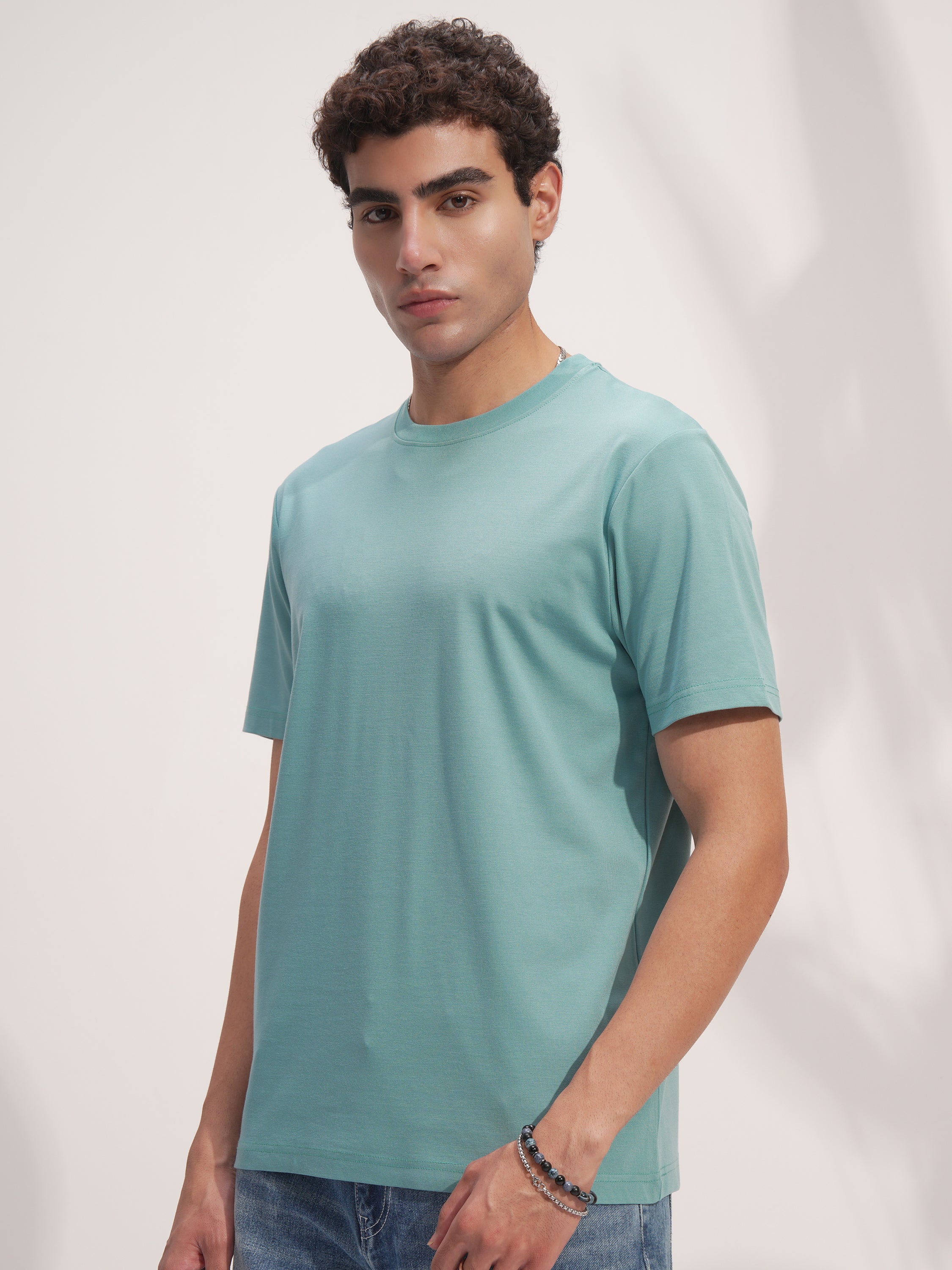 Highlander Men Blue Solid Round Neck T-Shirt - Blue - Image 4