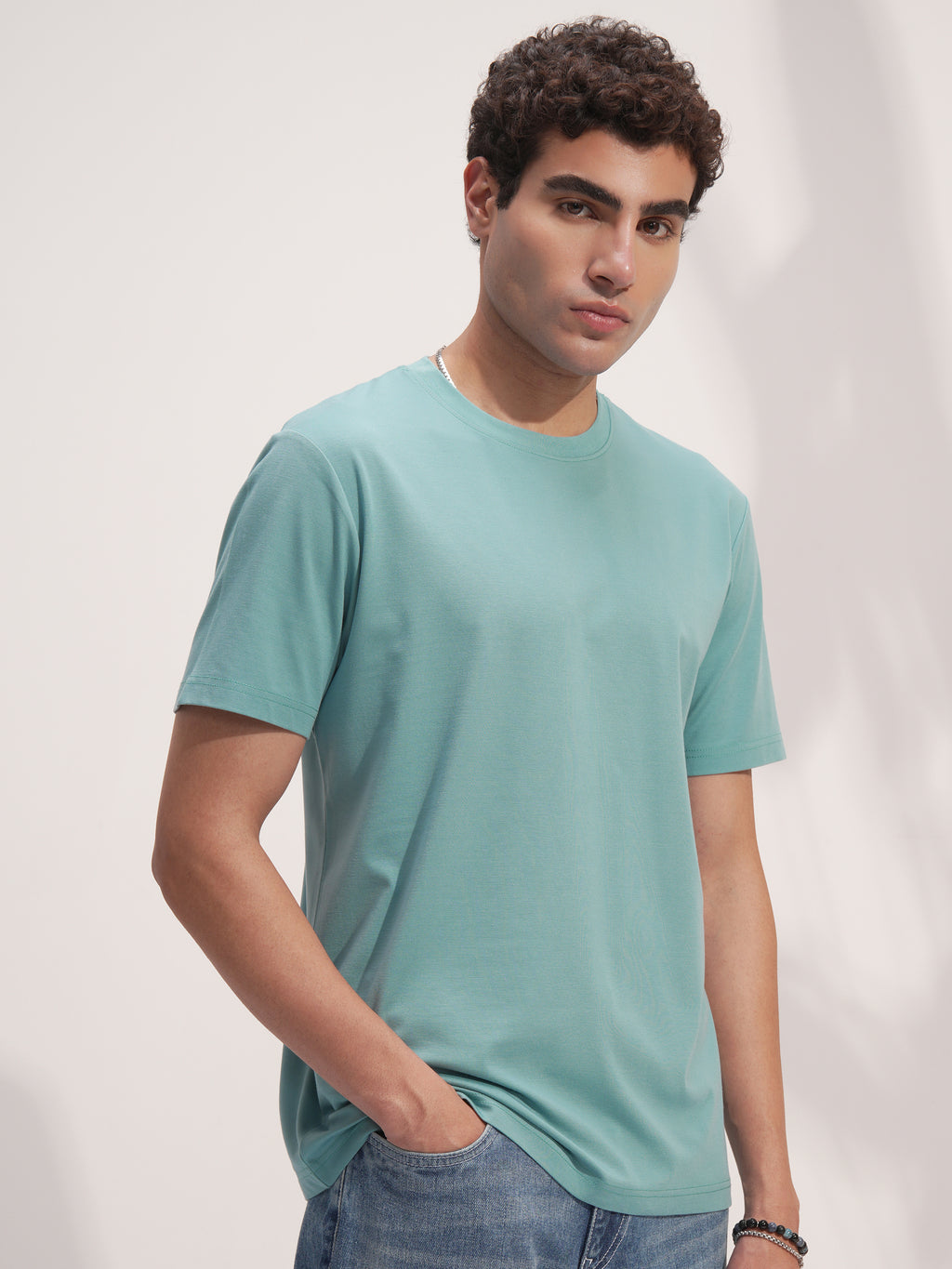 Highlander Men Blue Solid Round Neck T-Shirt - Blue - Image 6