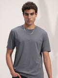 Highlander Men Grey Solid Round Neck T-Shirt - Grey - Image 1