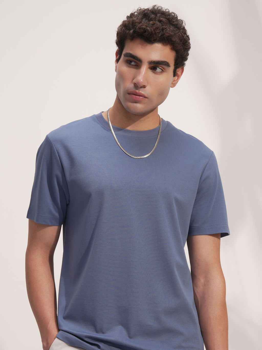 Highlander Men Blue Solid Round Neck T-Shirt - Blue - Image 1