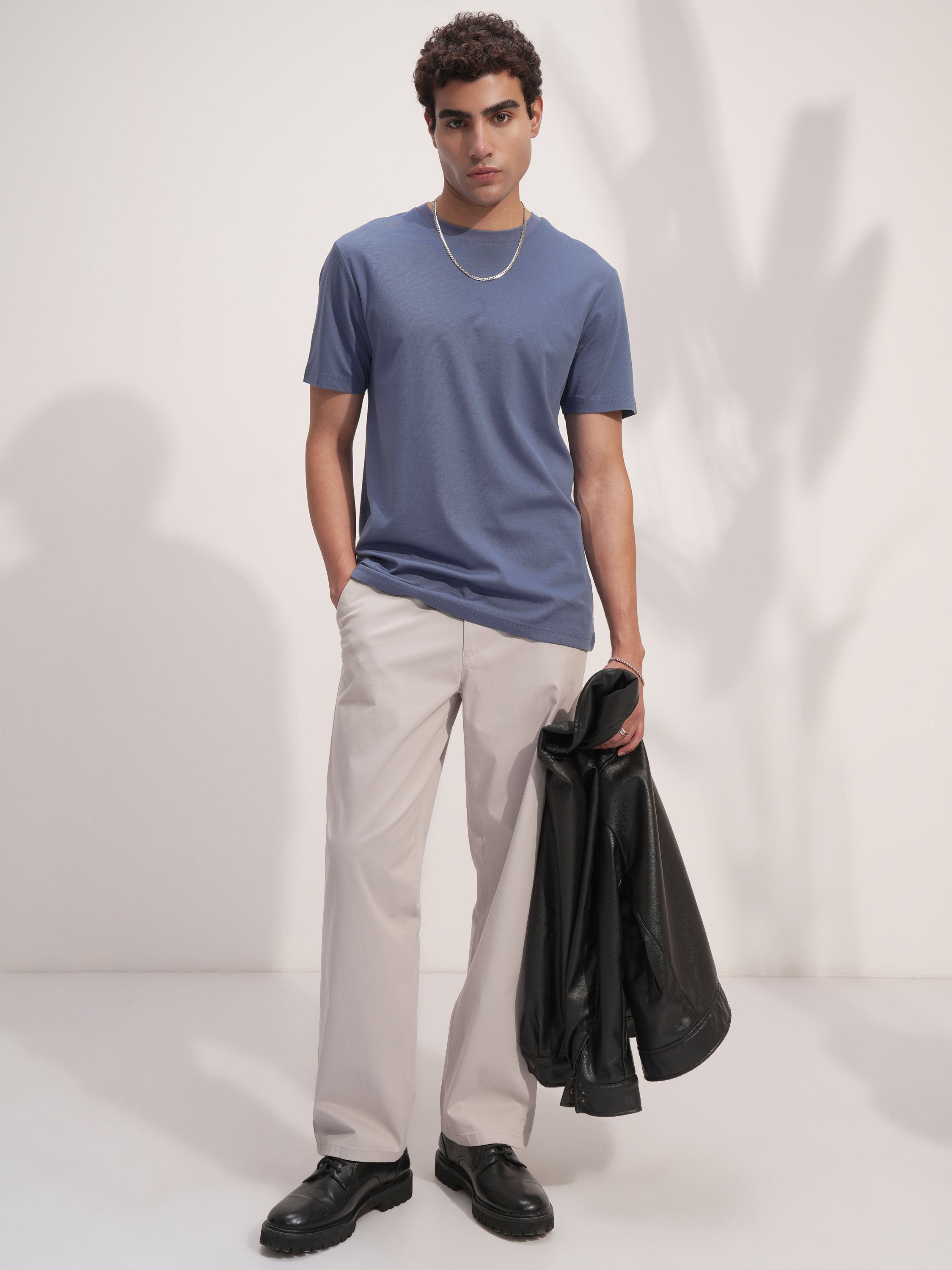 Highlander Men Blue Solid Round Neck T-Shirt - Blue - Image 2