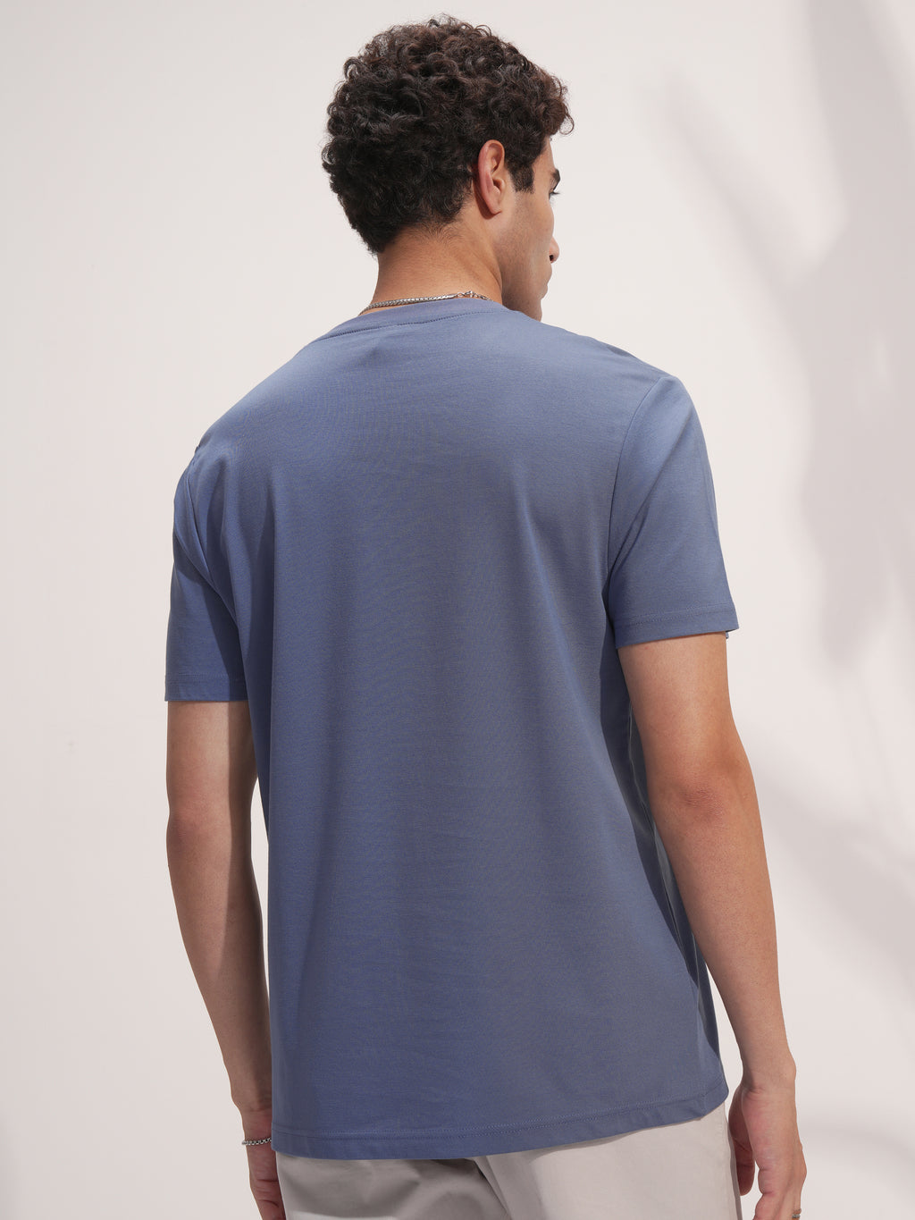 Highlander Men Blue Solid Round Neck T-Shirt - Blue - Image 3