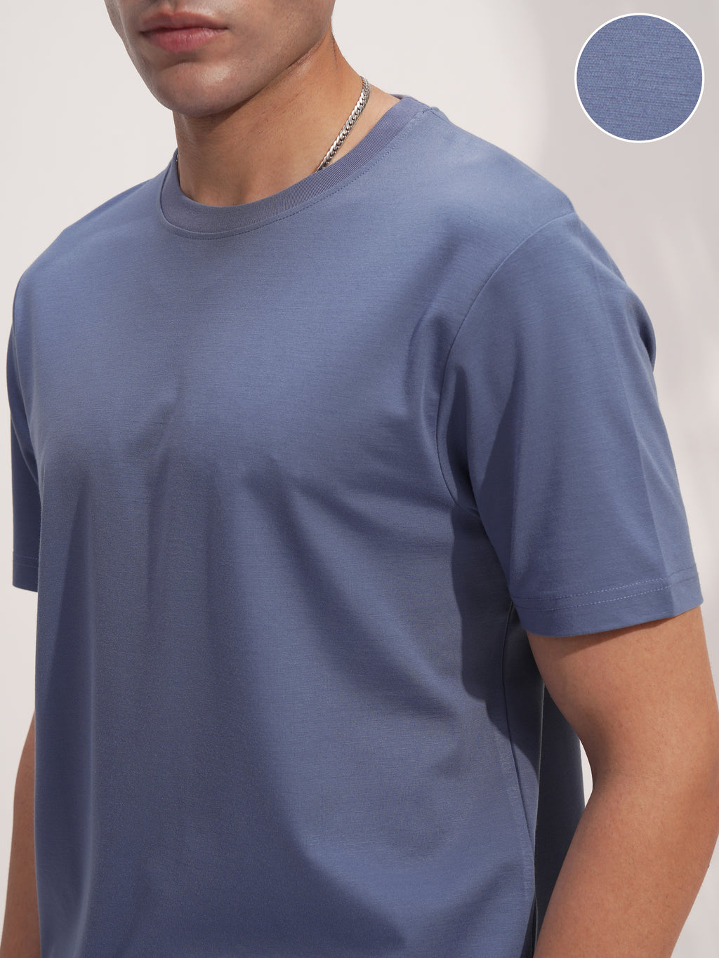 Highlander Men Blue Solid Round Neck T-Shirt - Blue - Image 5