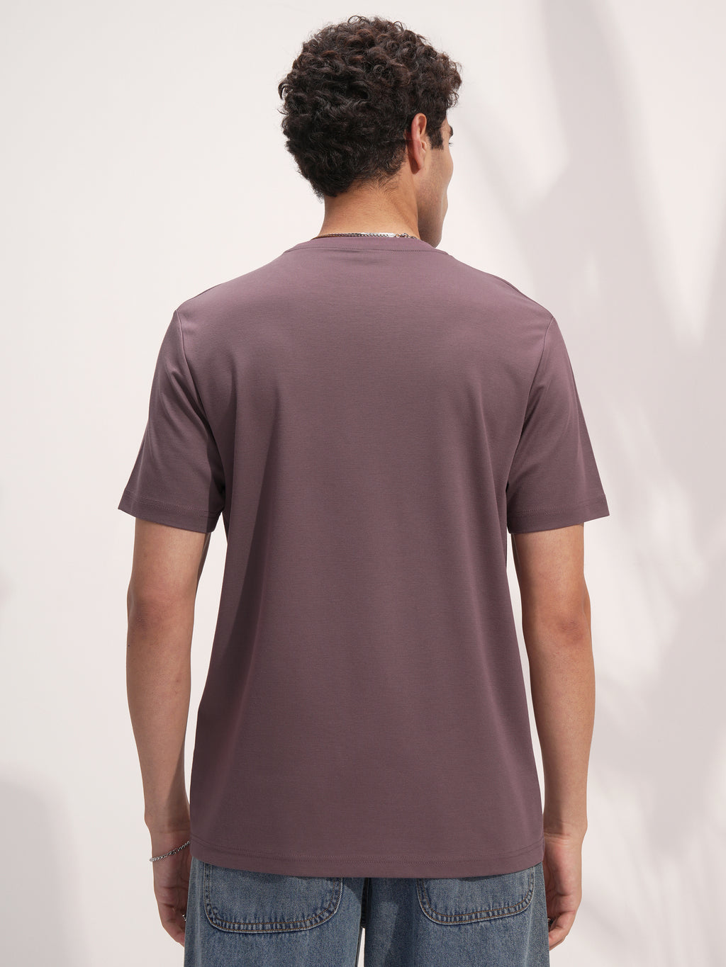 Highlander Men Purple Solid Round Neck T-Shirt - Purple - Image 3