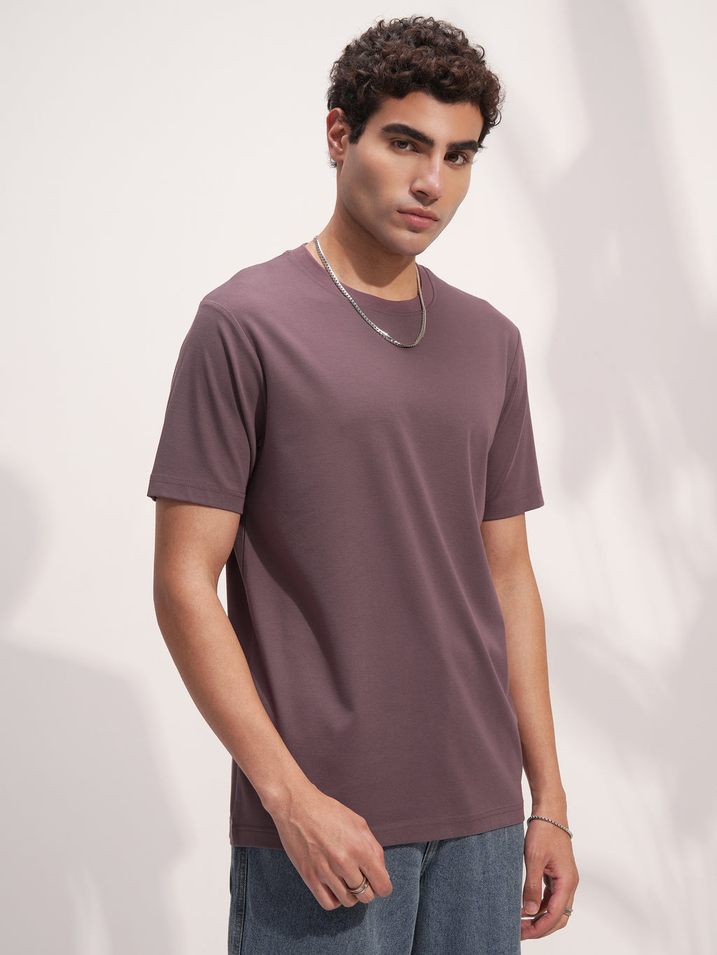 Highlander Men Purple Solid Round Neck T-Shirt - Purple - Image 6