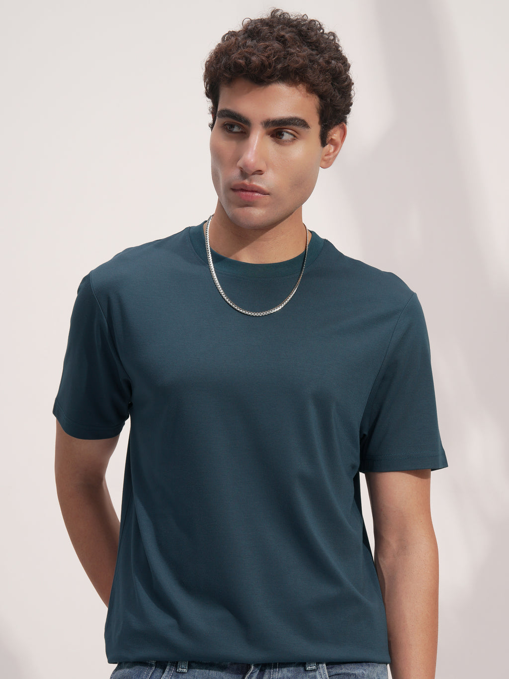 Highlander Men Teal Solid Round Neck T-Shirt - Teal - Image 1