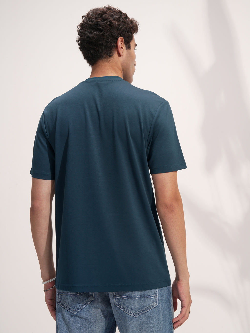 Highlander Men Teal Solid Round Neck T-Shirt - Teal - Image 3