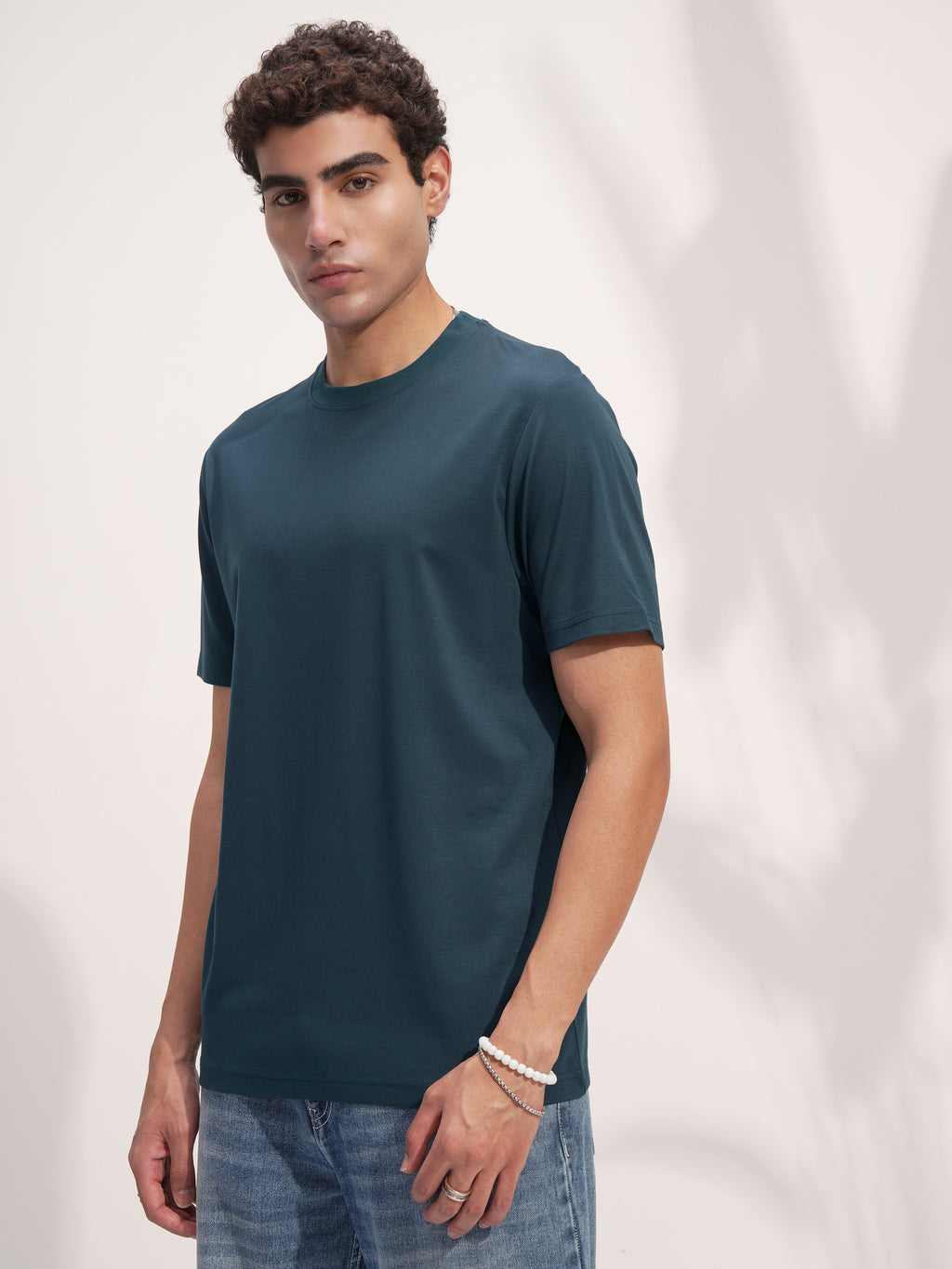 Highlander Men Teal Solid Round Neck T-Shirt - Teal - Image 4