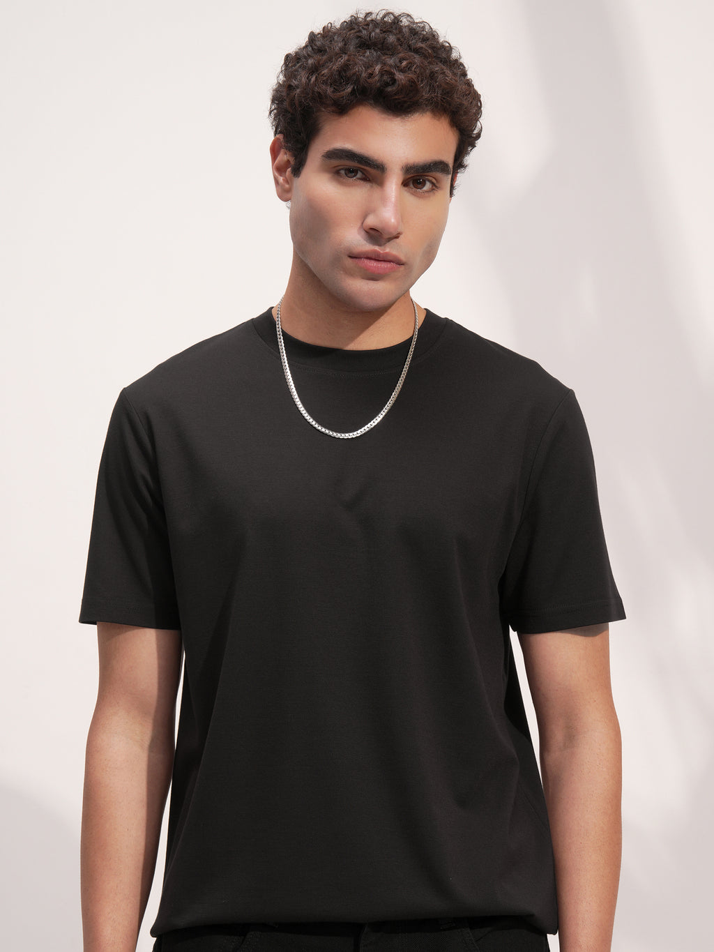 Highlander Men Black Solid Round Neck T-Shirt - Black - Image 1