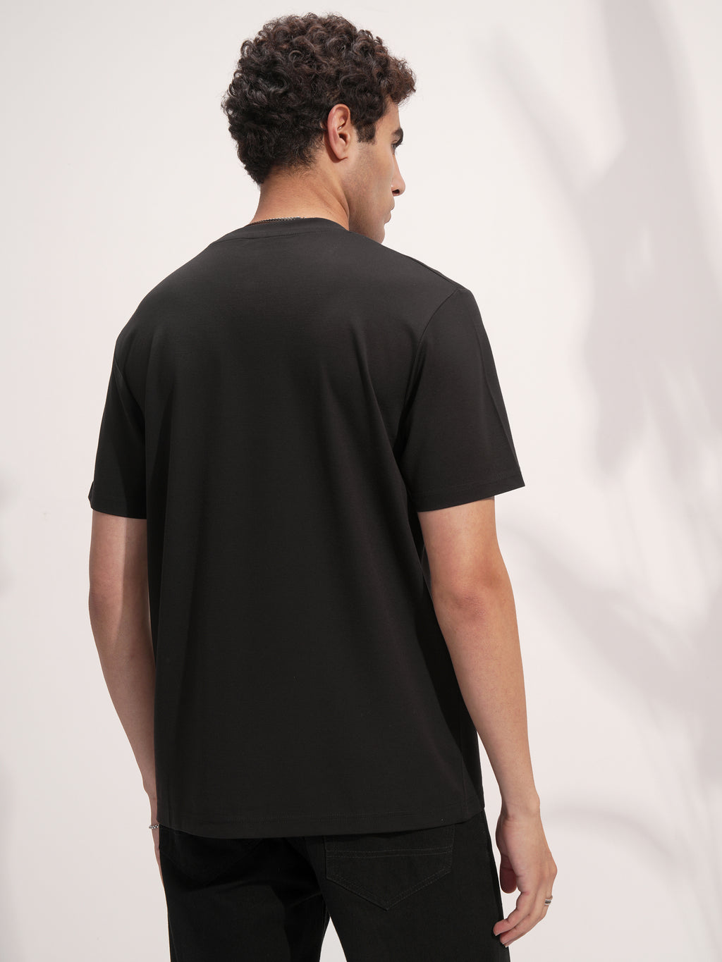 Highlander Men Black Solid Round Neck T-Shirt - Black - Image 3