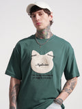 Highlander Men Teal Applique Round Neck Oversized Fit T-Shirt - Teal - Image 1