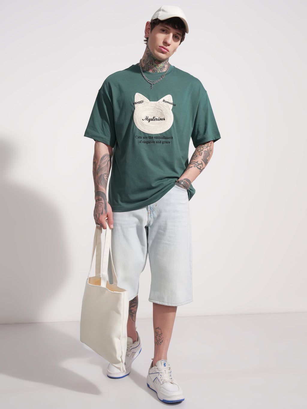 Highlander Men Teal Applique Round Neck Oversized Fit T-Shirt - Teal - Image 2