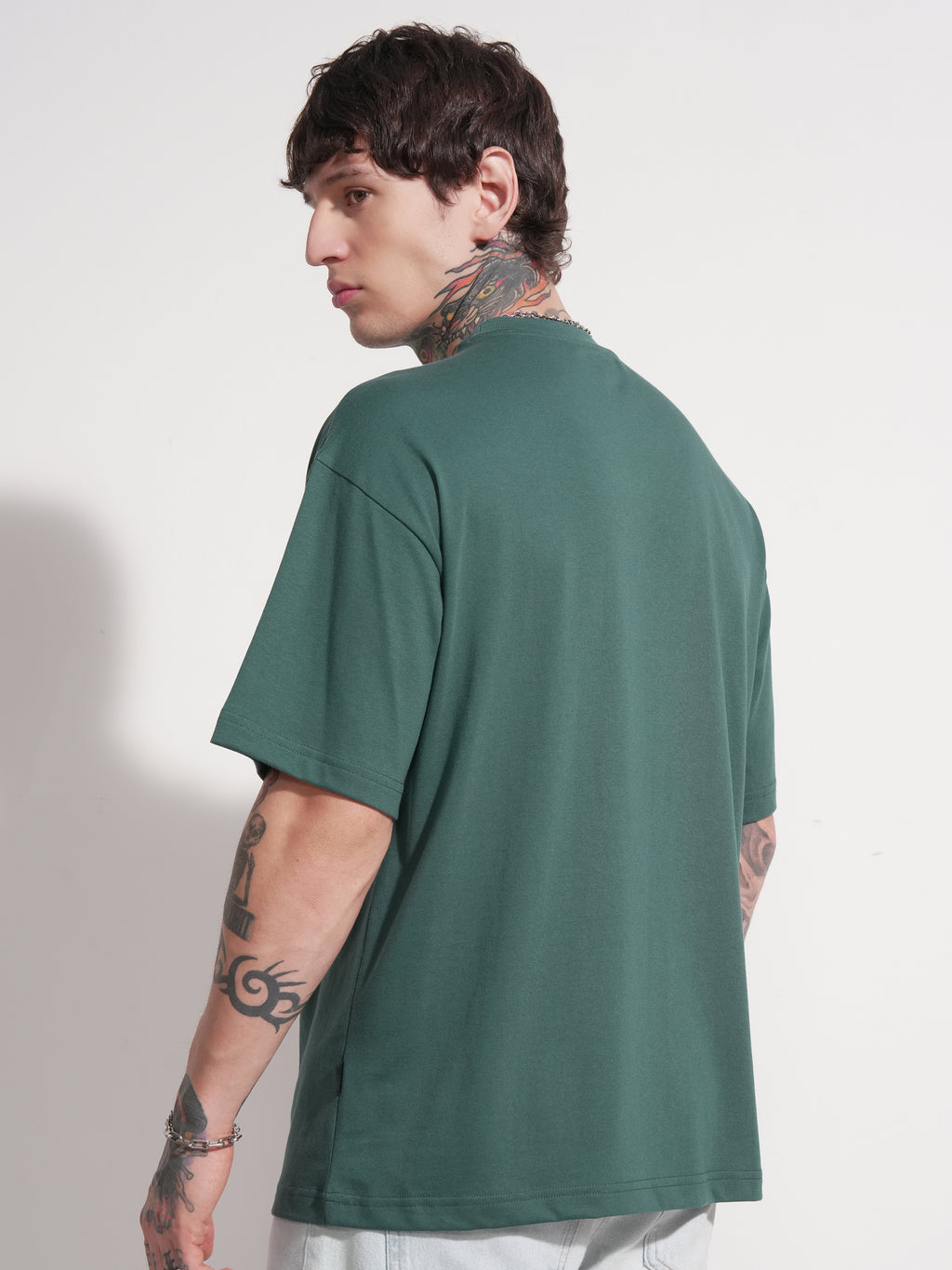Highlander Men Teal Applique Round Neck Oversized Fit T-Shirt - Teal - Image 3