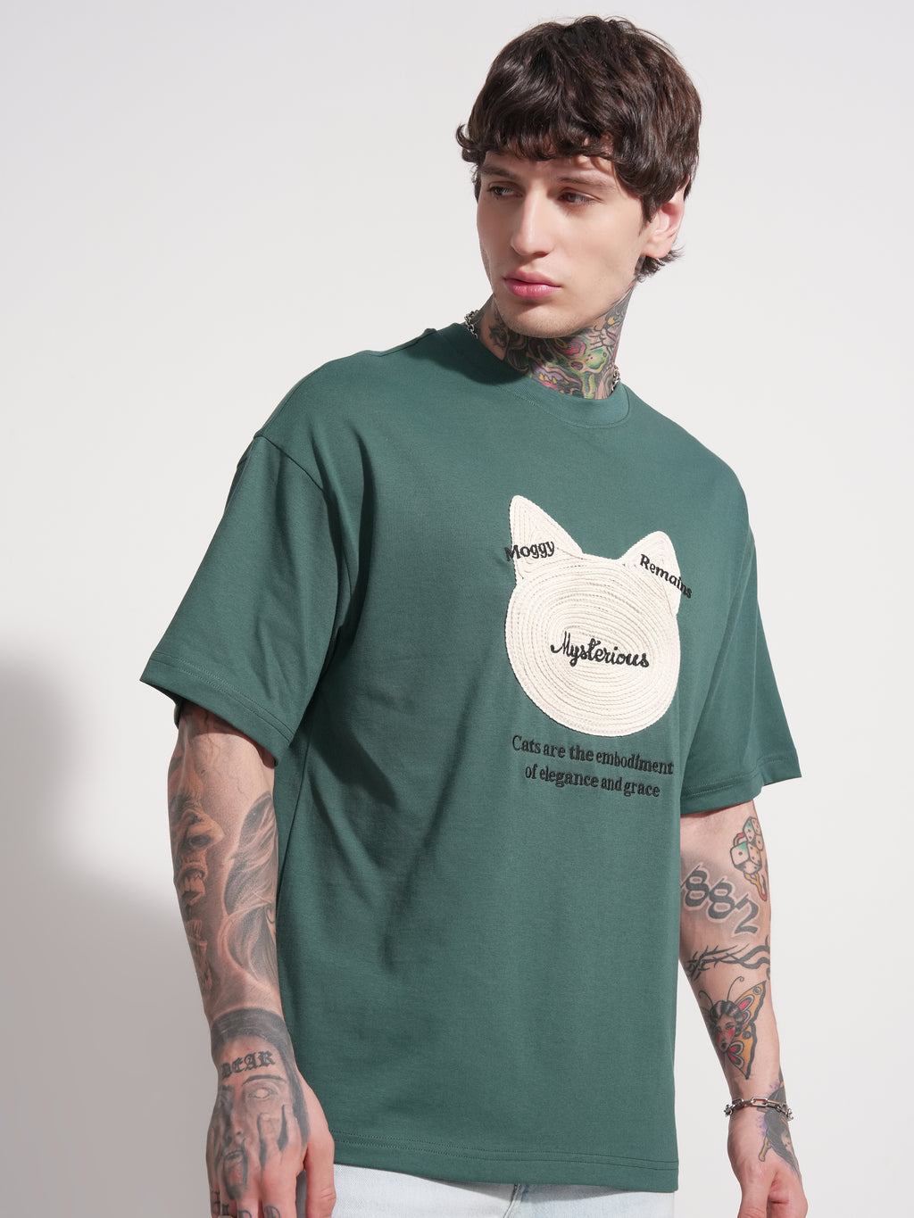 Highlander Men Teal Applique Round Neck Oversized Fit T-Shirt - Teal - Image 6
