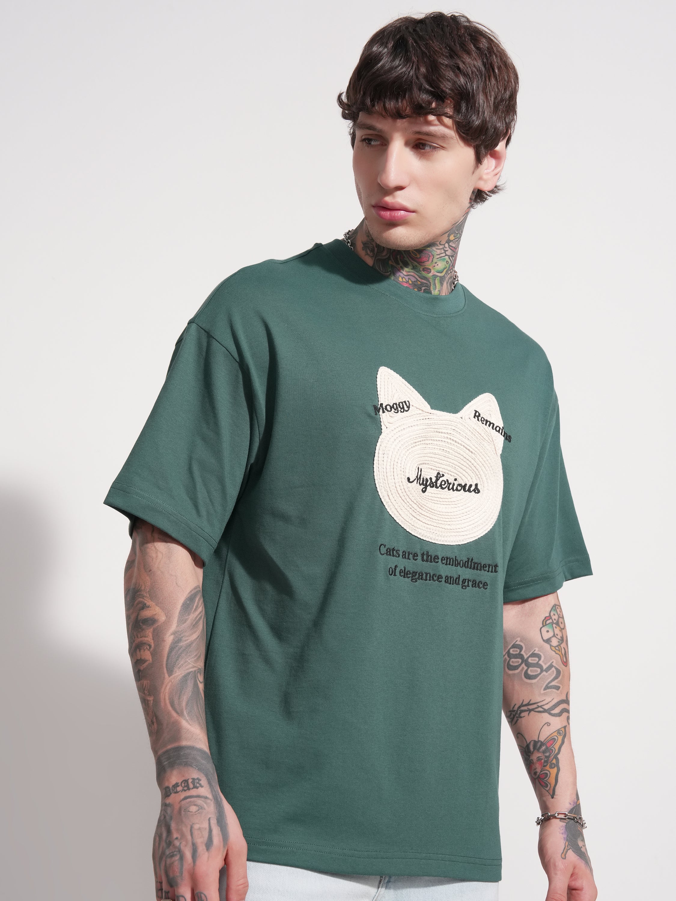 Highlander Men Teal Applique Round Neck Oversized Fit T-Shirt - Teal - Image 6