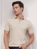 Highlander Men Beige Solid Polo Collar T-Shirt - Beige - Image 1