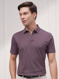 Highlander Men Purple Solid Polo Collar T-Shirt - Purple - Image 1
