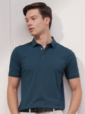 Highlander Men Teal Solid Polo Collar T-Shirt - Teal - Image 1