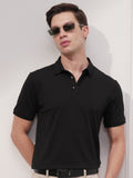 Highlander Men Black Solid Polo Collar T-Shirt - Black - Image 1
