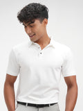 Highlander Men White Solid Polo Collar T-Shirt - White - Image 1