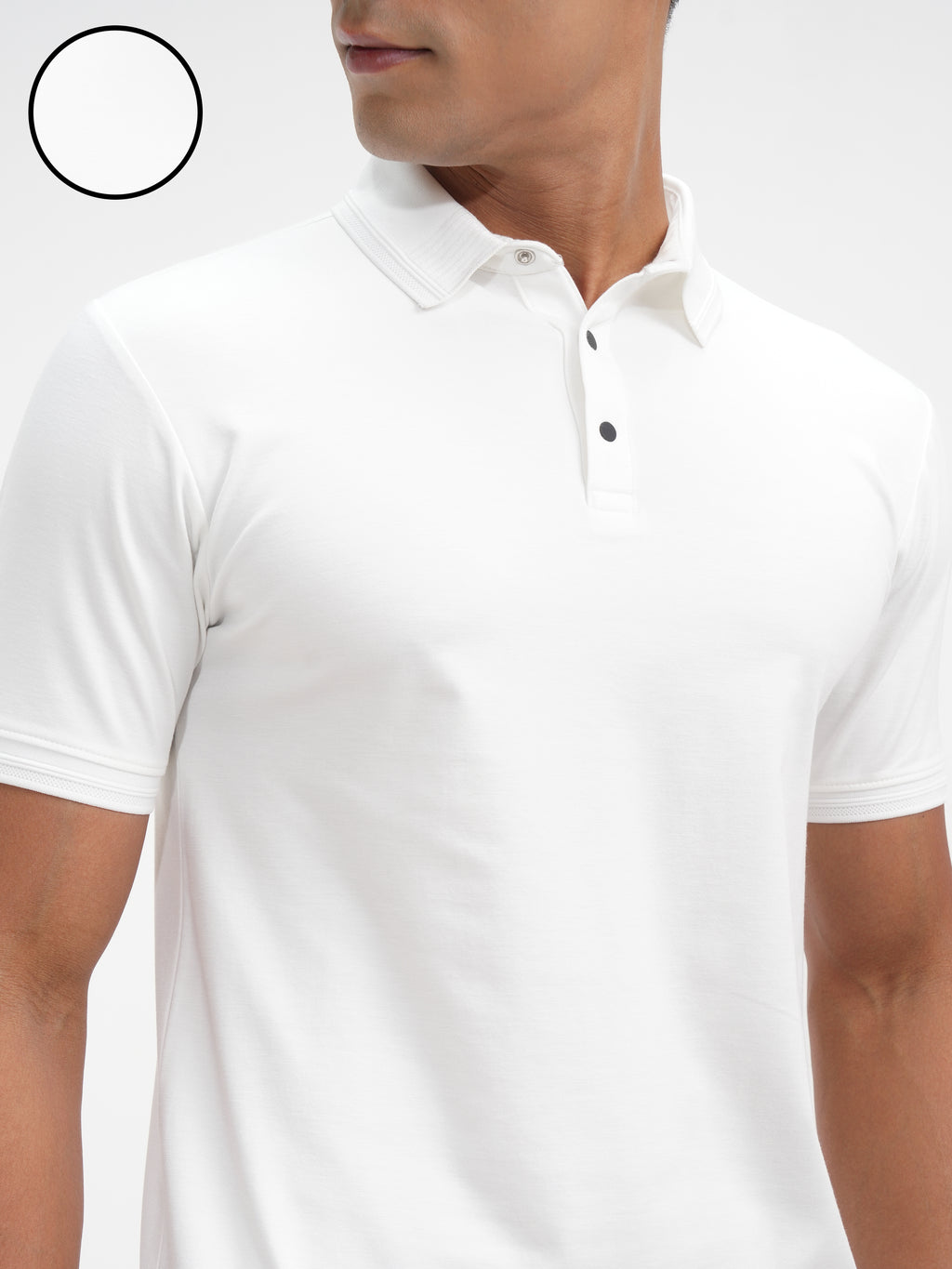 Highlander Men White Solid Polo Collar T-Shirt - White - Image 5