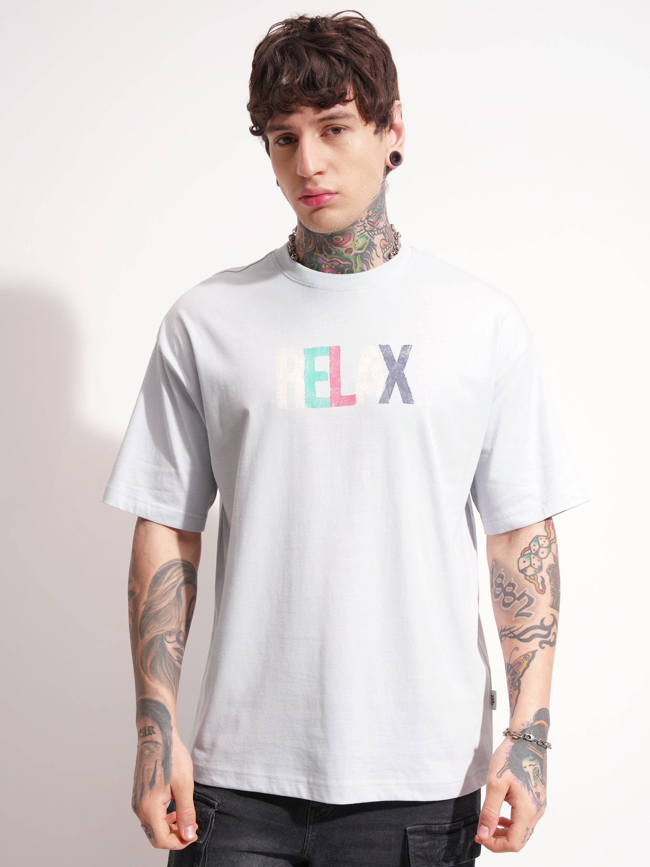 Highlander Men Grey Printed Round Neck Oversized Fit T-Shirt - Grey - Image 3