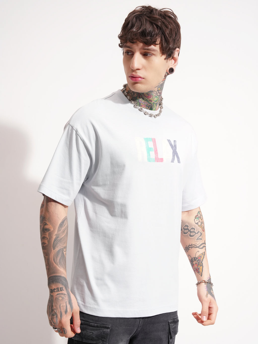 Highlander Men Grey Printed Round Neck Oversized Fit T-Shirt - Grey - Image 6
