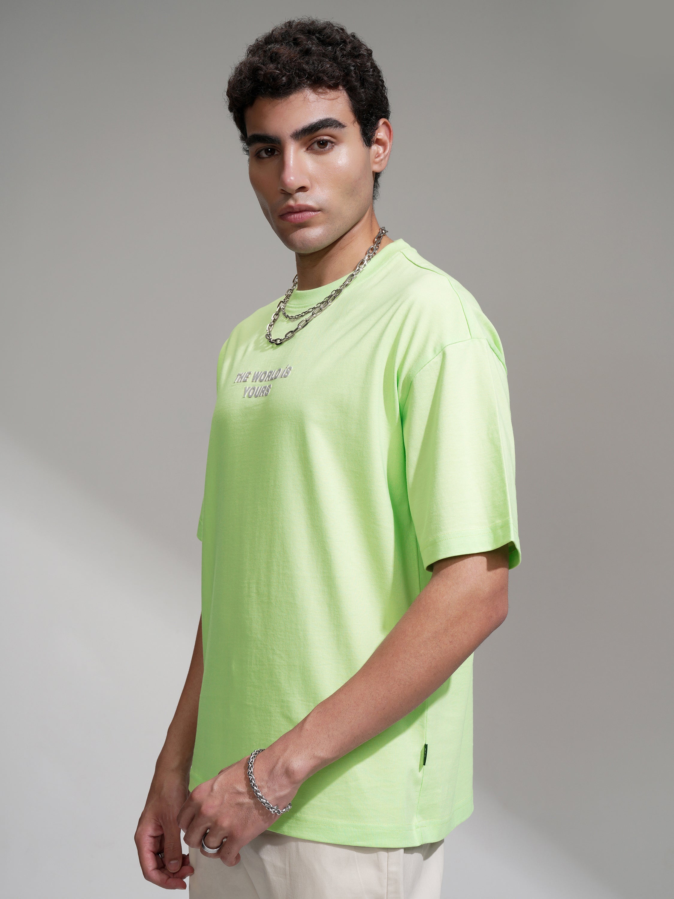 Highlander Men Green Printed Round Neck Oversized Fit T-Shirt - Green - Image 4