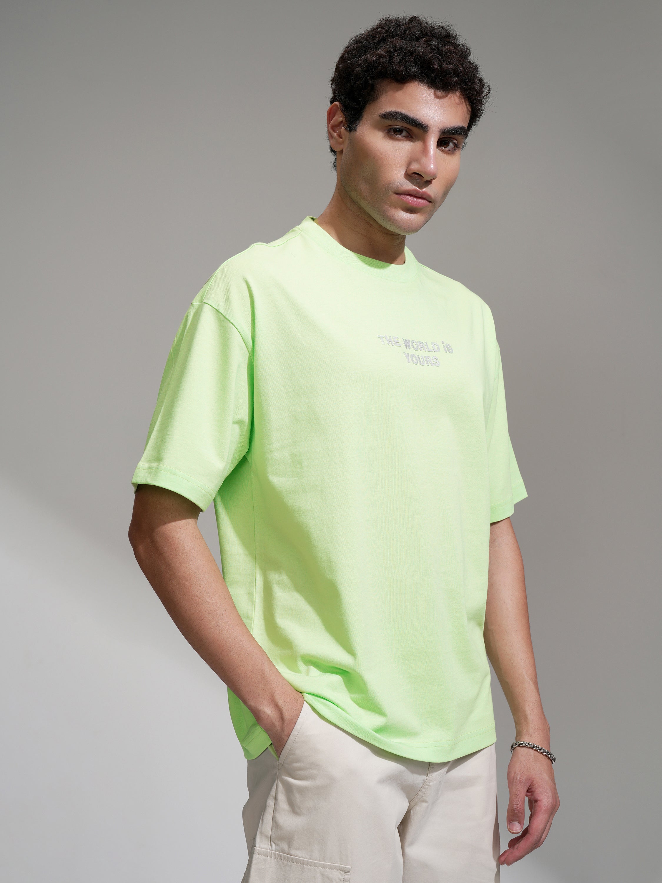 Highlander Men Green Printed Round Neck Oversized Fit T-Shirt - Green - Image 6